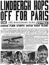 The Baltimore News, May 20, 1927: Lindbergh Hops Off for Paris